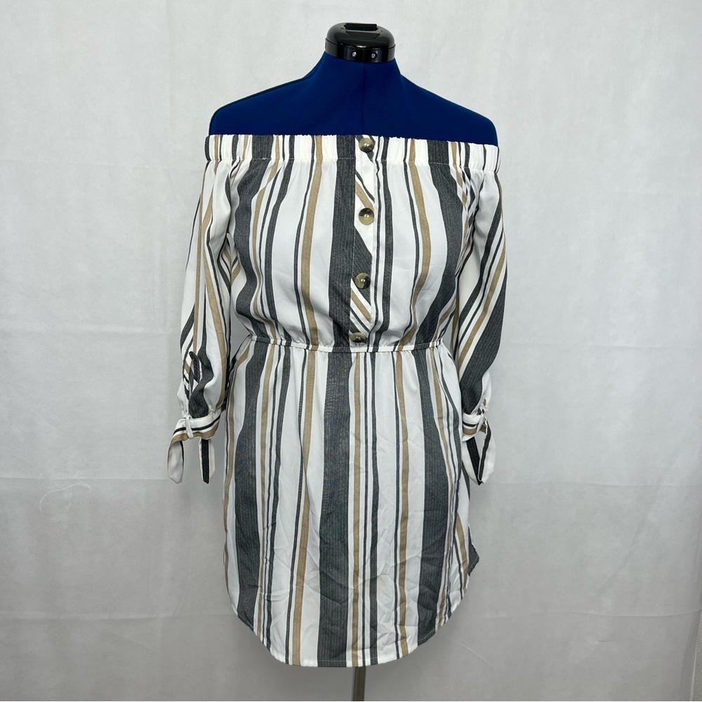 Blush Long Sleeve Striped Dress, Size: Small